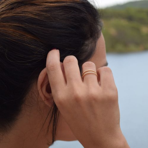 anillo doble trenzado oro