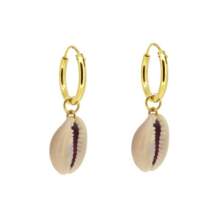 aros con concha de mar oro