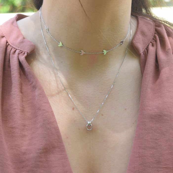 collar dos aros plata